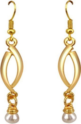 SURAT DIAMONDS Elegant Drop Shaped Pearl & Gold Plated Dangling Earrings for Women Pearl Metal Drops & Danglers