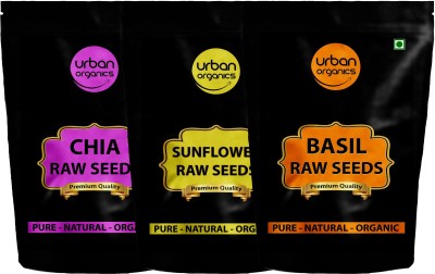 Urban Organics Combo Pack of Chia Seeds, Sunflower Seeds, Basil Seeds (150 Gram Each) RAW Chia Seeds, Sunflower Seeds, Basil Seeds(450 g, Pack of 3)