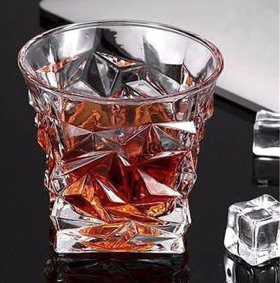 RIAVI ENTERPRISE (Pack of 6) Crystal Cut Diamond Design Whiskey Glass Set Glass Set (300 ml, Glass) Glass Set Whisky Glass(300 ml, Glass, Clear)