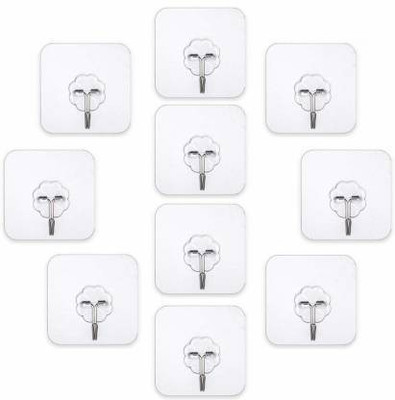 vitzie Reusable Wall Hangers Self Adhesive 10 Pcs Utility Wall sticker Hook Heavy Duty Hooks for Hanging Maximum 10KG Load Capacity 10 KG Each Magic Stickers Hooks Seamless Transparent Adhesive Hooks for Hanging Keys Coats Hats Bags Ceiling Kitchen Accessories Waterproof for Home Kitchen Bathroom Be