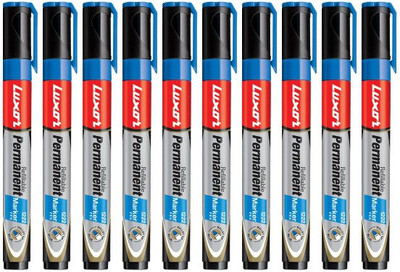 LUXOR Refillable Permanent Marker Pack Of 10 Blue(Set of 10, Blue)