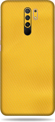 OggyBaba Redmi 9 Prime, Phone Back side Protector and Camera Protector Mobile Skin(Ultra Super Yellow-Carbon Fiber Skin Skin Matte Finish)