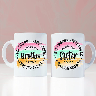 THE CLICK INDIA Maa Papa Printed Ceramic Set Of 2 330 ML For Father Mother Anniversary Ceramic Coffee Mug(330 ml, Pack of 2)