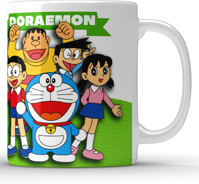 Unbounded Company Team Of Doraemon White Ceramic Coffee Mug(325 ml)