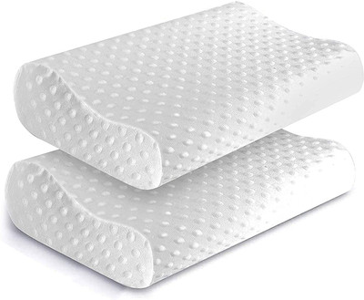 Anjum Memory Foam Solid Orthopaedic Pillow Pack of 2(White)