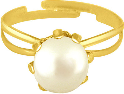 53% OFF on Surat Diamond Simple White Real Button Pearl adjustable Ring Metal Pearl Ring