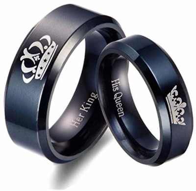 Via Mazzini Stainless Steel His Queen Her King Proposal Couple Rings (Ring0572) Female US Size - 6 Male US Size - 9 Stainless Steel Ring Set