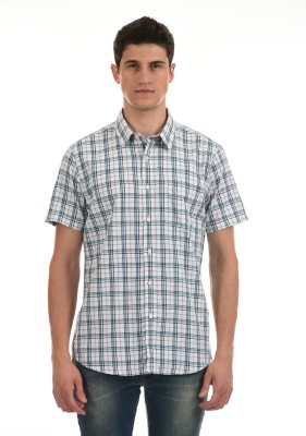 London Fog Men Checkered Casual Green, White Shirt