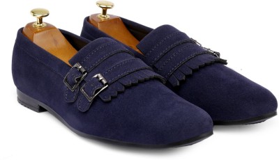 BXXY Men's Casual Suede Material Double Monk Shoes Casuals For Men(Blue , 10)