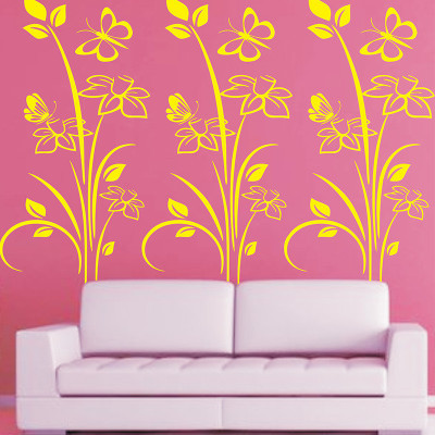 MMD DECORATION BUTTERFLY ON FLOWER Art Wall Stencil BUTTERFLY ON FLOWER Wall Art Stencil Size : ( 16-inch x 24-inch) Reusable Wall Painting Stencil for Home Decoration Wall Stencil Stencil (Pack of 1 ) Wall Stencil Stencil(Pack of 1, Floral Pattern)