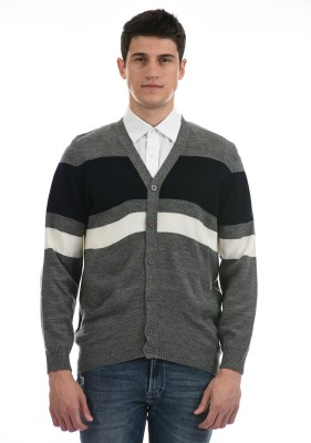 London Fog Colorblock V Neck Casual Men Multicolor Sweater