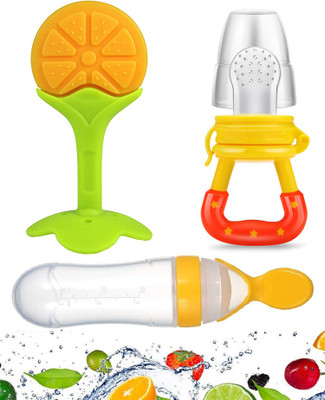 smilykid Presents High Quality Fruit Nibbler juicer Silicone Spoon Bottle with Teether Teether and Feeder(Yellow)