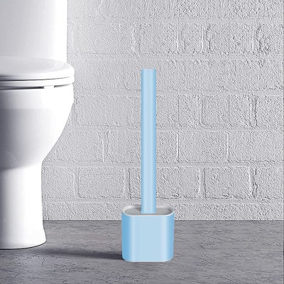 Viraaj Enterprises Silicon Toilet Brush with Holder Stand , Brush for Bathroom Cleaning Silicone Brush and Holder Silicon Flex Toilet Cleaning Brush,Quick Drying Flexible Bristles Brush with Holder with Holder(Blue)