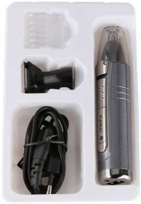 Kemei KM-6511 2 in 1 Electric Nose Hair Trimmer Multi functional Beard Trimmer Shaver Razor Runtime: 60 min Trimmer for Men & Women Trimmer 60 min  Runtime 2 Length Settings(Black, Silver)