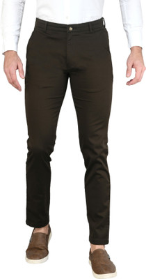 SAM & JACK Slim Fit Men Dark Green Trousers