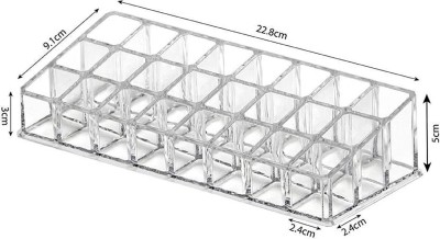 tvAt 24 Grid Compartment Lipstick Stand Make up Organizer (Transparent) Plastic jewelry Storage Makeup Jewelry Cosmetics Cream Vanity Box Vanity Box(CLEAR)