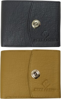 NEXA FASHION Men Casual Black, Beige Artificial Leather Wallet(6 Card Slots, Pack of 2)