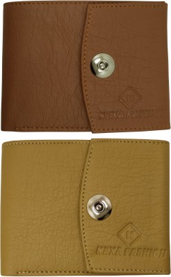 NEXA FASHION Men Casual Tan, Beige Artificial Leather Wallet(6 Card Slots, Pack of 2)
