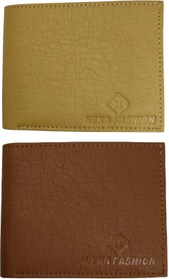 NEXA FASHION Men Casual Beige, Brown Artificial Leather Wallet(10 Card Slots, Pack of 2)