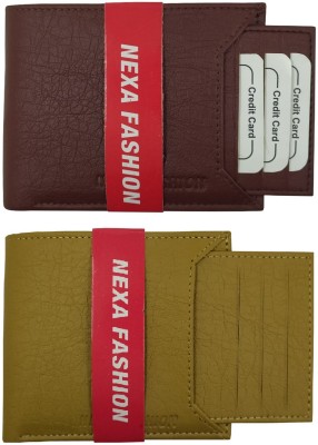 NEXA FASHION Men Casual Brown, Beige Artificial Leather Wallet(7 Card Slots, Pack of 2)