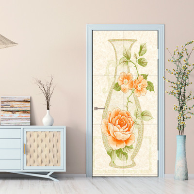 WallDaddy 213 cm WDST-SketchFlowerPotDoorSkin Self Adhesive Sticker(Pack of 1)