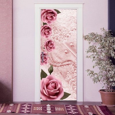 WallDaddy 213 cm WDST-LoveRoseArtDoorSkin Self Adhesive Sticker(Pack of 1)