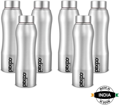 pexpo 1000 ml Fridge and Refrigerator Stainless Steel Water Bottle, Bistro 1000 ml Bottle(Pack of 6, Silver, Steel)