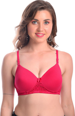 PASHEE Women T-Shirt Lightly Padded Bra(Pink)