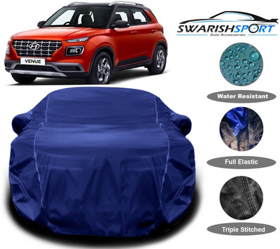 Swarish Car Cover For Hyundai Venue (With Mirror Pockets)(Blue)