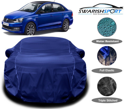 Swarish Car Cover For Volkswagen Vento (With Mirror Pockets)(Blue)