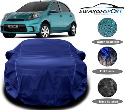 Swarish Car Cover For Nissan Micra Active (With Mirror Pockets)(Blue)
