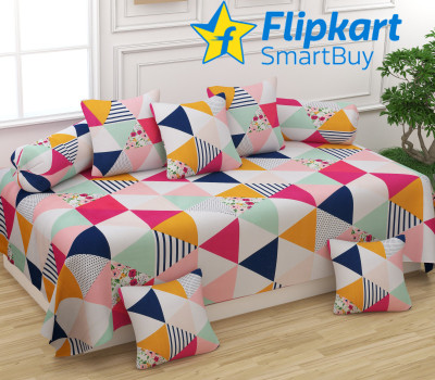 Flipkart SmartBuy Polycotton Abstract Diwan Set(White)