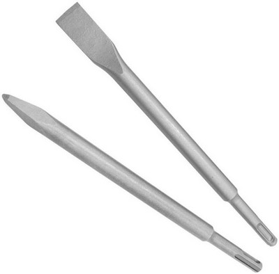 Qualigen NA 2 Pcs hammer bit SET M shank 14mm length 250mm Electric Hammer Chisels For Concrete/Brick/Wall/Tile Slotting Drilling EXCELLENT BUILT QUALITY 2 CHISELS 2 pcs Set max shank ()