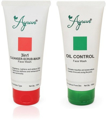 Aysun Organic Combo Pack of 2 Scrub Mask and Oil Control Face Wash(200 ml)