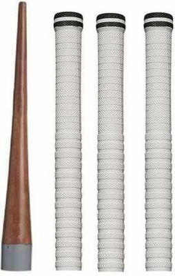 Sliva Cricket Bat White Grip + One Wooden Cone (Gripper) Extra Tacky Towel Grip(Pack of 3)