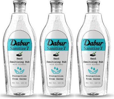 Dabur Hand Sanitizing Rub Hand Rub Bottle (3 x 450 ml)