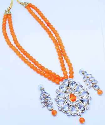 CATALYST Alloy Gold-plated Orange Jewellery Set(Pack of 1)