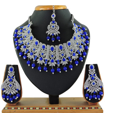 KAHAR CREATION Alloy Gold-plated Blue Jewellery Set(Pack of 1)