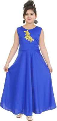 FTC FASHIONS Girls Maxi/Full Length Party Dress(Blue, Sleeveless)