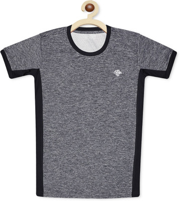 CHIMPRALA Boys Self Design Polyester Regular T Shirt(Grey, Pack of 1)