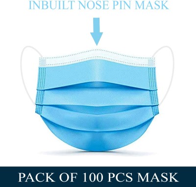 Tresbon TM-100 Surgical Mask-100. 100 Pcs. 3 Ply Mask With Nose Pin, Unbreakable Ear loops (Ultrasonically Welded) & Ultra Soft Ear loops (which does not hurt ears) 3 Layer Pharmaceutical Breathable Surgical Pollution Face Mask For Men, Women, Kids 3 Layer Pharmaceutical mask 100 Pcs. Surgical Mask