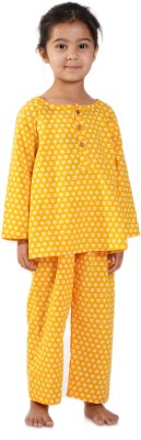 Chheent Boys & Girls Printed Yellow Top & Pyjama Set