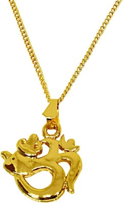 Surat Diamond Om Trishul Gold Plated Religious Pendant with Chain Gold-plated Metal Pendant