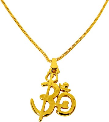 Surat Diamond Divine Protection: Om Trishul Gold Plated Religious Pendant With Chain Gold-plated Metal Pendant