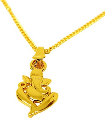 Surat Diamond Ganesh Ganapati Religious Gold Plated Pendant with Chain (SDS273) Gold-plated Metal Pendant