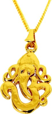 Surat Diamond Ganpati Bappa Gold Plated Religious Pendant with Chain SDS268 Gold-plated Metal Pendant