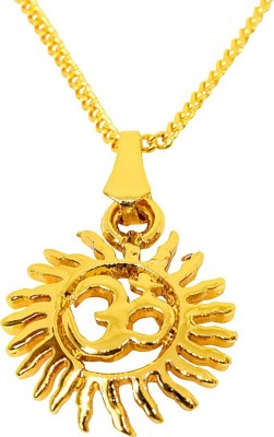 Surat Diamond Radiant Sun Filled Rays Om Gold-Plated Religious Pendant with Chain (SDS270) Gold-plated Metal Pendant