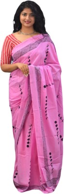 JAIPURI BLOCK PRINT Printed, Blocked Printed Daily Wear Pure Cotton Saree(Pink)