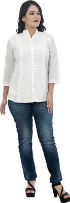 Sanvi collections Women Self Design Casual White Shirt