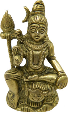 B H A R A T H A A T Brass Lord Shiva Idol Statue Murti Showpiece (1.6 x 0.8 x 2.8 inches) Decorative Showpiece  -  7.11 cm(Brass, Yellow)